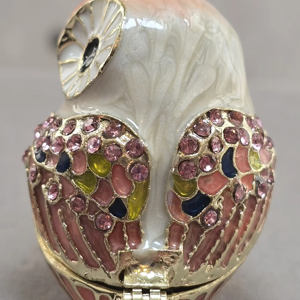 Enameled Colorful Crystal Owl Mini Trinket Box